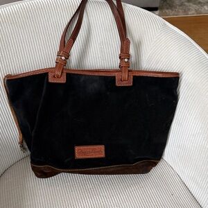 Dooney & Bourke Black Suede and Brown Leather Bag